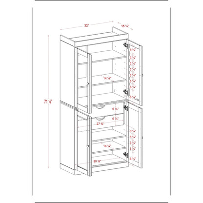 Armoire de rangement Palace Imports 100 % bois massif avec portes dépolies, en verre transparent ou pleines, 2 tiroirs et étagères réglables