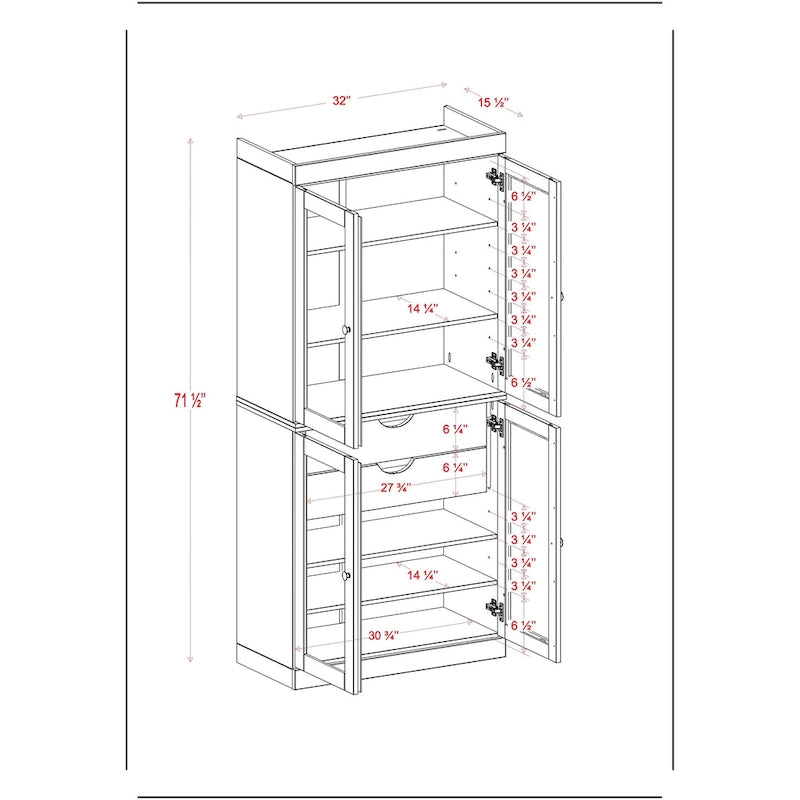 Armoire de rangement Palace Imports 100 % bois massif avec portes dépolies, en verre transparent ou pleines, 2 tiroirs et étagères réglables