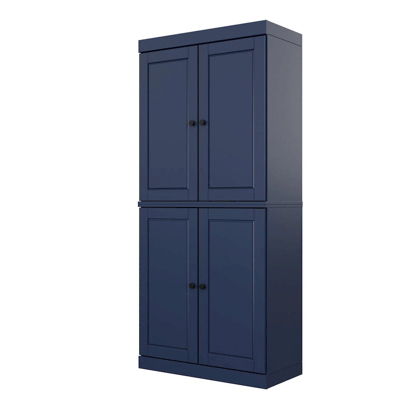 Armoire de rangement Palace Imports 100 % bois massif avec portes dépolies, en verre transparent ou pleines, 2 tiroirs et étagères réglables