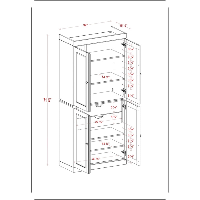 Armoire de rangement Palace Imports 100 % bois massif avec portes dépolies, en verre transparent ou pleines, 2 tiroirs et étagères réglables