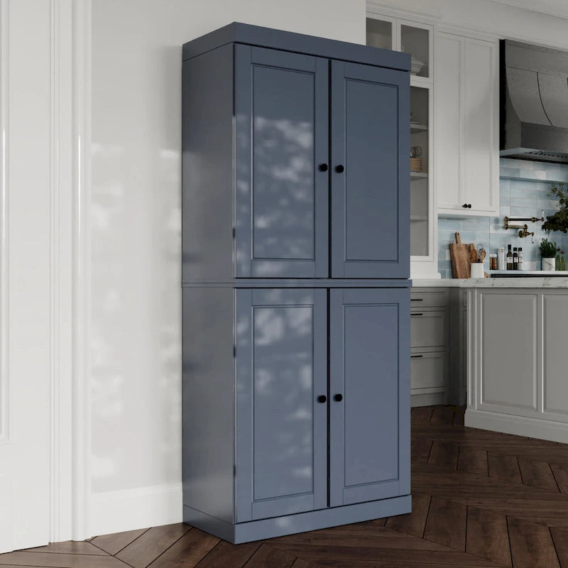 Armoire de rangement Palace Imports 100 % bois massif avec portes dépolies, en verre transparent ou pleines, 2 tiroirs et étagères réglables