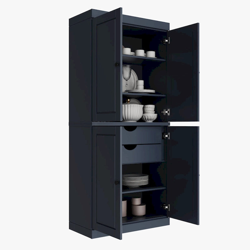 Armoire de rangement Palace Imports 100 % bois massif avec portes dépolies, en verre transparent ou pleines, 2 tiroirs et étagères réglables