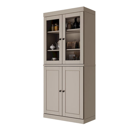 Armoire de rangement Palace Imports 100 % bois massif avec portes dépolies, en verre transparent ou pleines, 2 tiroirs et étagères réglables
