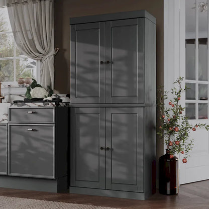 Armoire de rangement Palace Imports 100 % bois massif avec portes dépolies, en verre transparent ou pleines, 2 tiroirs et étagères réglables