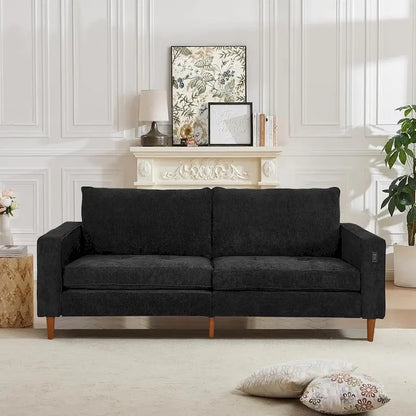 Canapé 2 places 82,68 cm pour salon, canapé deux places avec port USB/Type-C, canapé confortable en chenille avec housse amovible