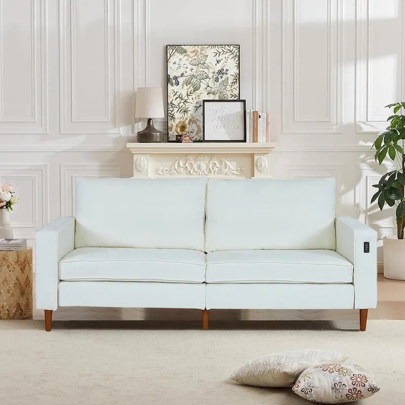 Canapé 2 places 82,68 cm pour salon, canapé deux places avec port USB/Type-C, canapé confortable en chenille avec housse amovible