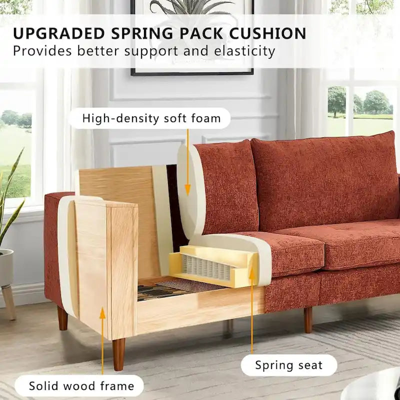 Canapé 2 places 82,68 cm pour salon, canapé deux places avec port USB/Type-C, canapé confortable en chenille avec housse amovible