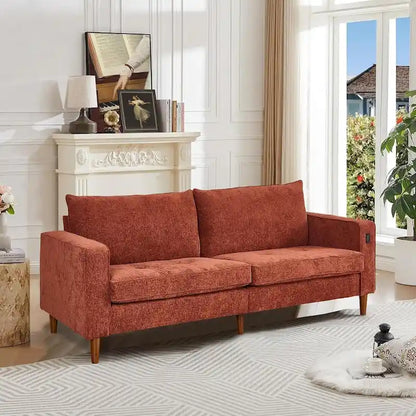 Canapé 2 places 82,68 cm pour salon, canapé deux places avec port USB/Type-C, canapé confortable en chenille avec housse amovible