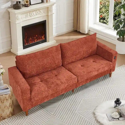 Canapé 2 places 82,68 cm pour salon, canapé deux places avec port USB/Type-C, canapé confortable en chenille avec housse amovible