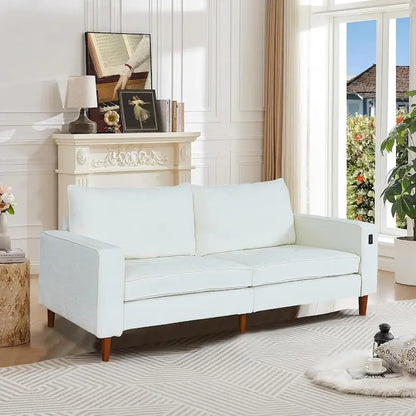 Canapé 2 places 82,68 cm pour salon, canapé deux places avec port USB/Type-C, canapé confortable en chenille avec housse amovible