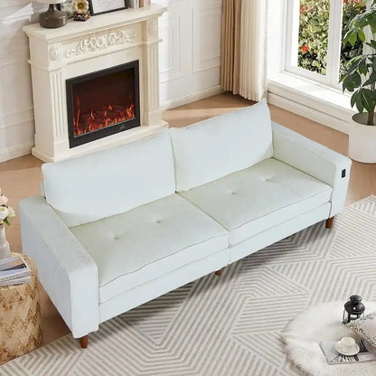 Canapé 2 places 82,68 cm pour salon, canapé deux places avec port USB/Type-C, canapé confortable en chenille avec housse amovible