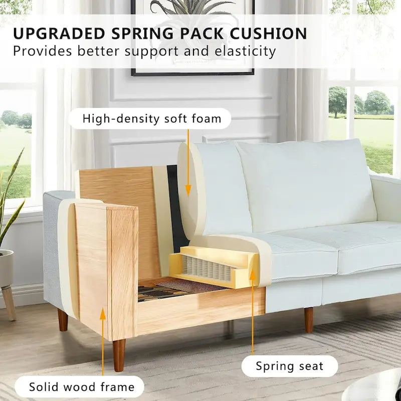 Canapé 2 places 82,68 cm pour salon, canapé deux places avec port USB/Type-C, canapé confortable en chenille avec housse amovible