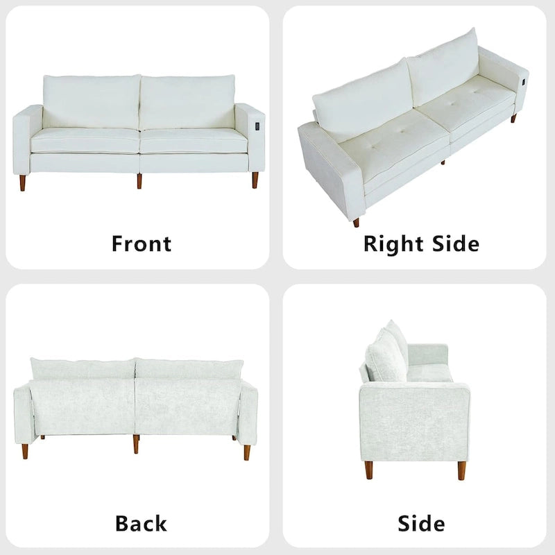 Canapé 2 places 82,68 cm pour salon, canapé deux places avec port USB/Type-C, canapé confortable en chenille avec housse amovible