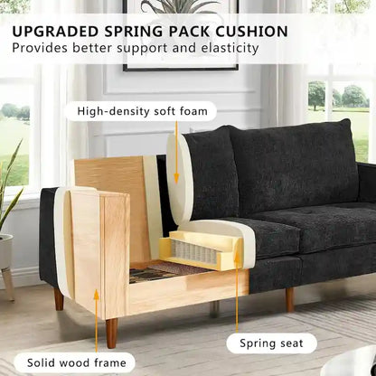 Canapé 2 places 82,68 cm pour salon, canapé deux places avec port USB/Type-C, canapé confortable en chenille avec housse amovible