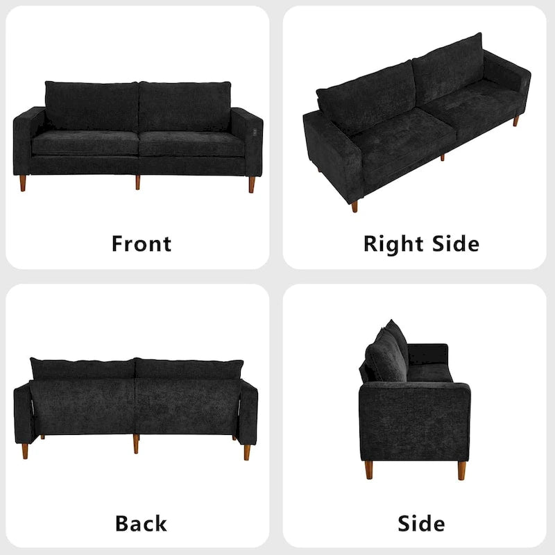 Canapé 2 places 82,68 cm pour salon, canapé deux places avec port USB/Type-C, canapé confortable en chenille avec housse amovible