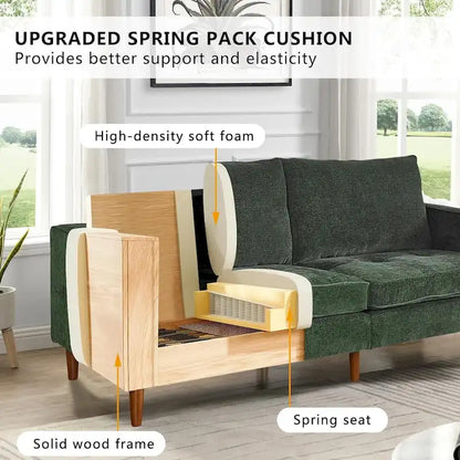 Canapé 2 places 82,68 cm pour salon, canapé deux places avec port USB/Type-C, canapé confortable en chenille avec housse amovible