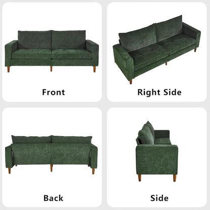 Canapé 2 places 82,68 cm pour salon, canapé deux places avec port USB/Type-C, canapé confortable en chenille avec housse amovible