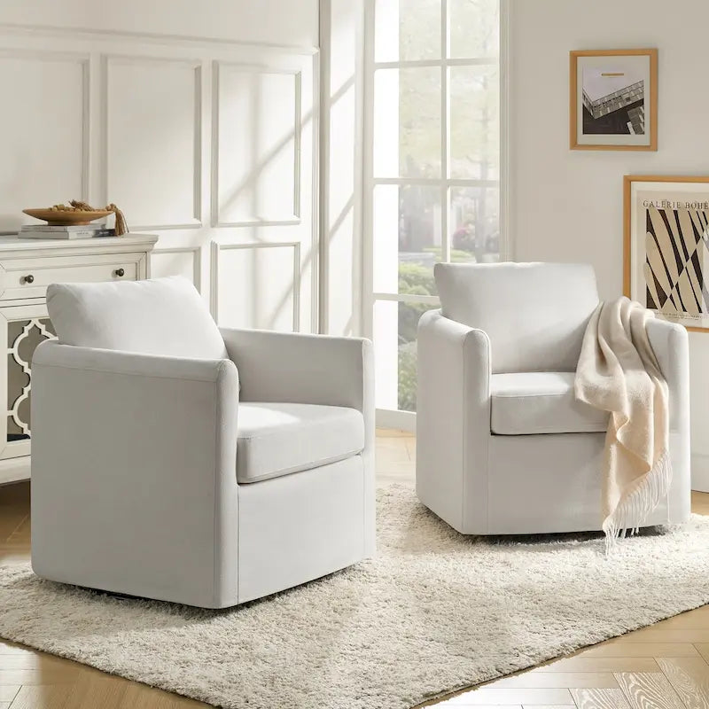 Fauteuil pivotant moderne Erkenbald à 360 degrés avec housse amovible (lot de 2) par HULALA HOME