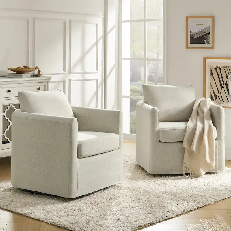 Fauteuil pivotant moderne Erkenbald à 360 degrés avec housse amovible (lot de 2) par HULALA HOME
