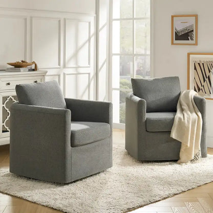 Fauteuil pivotant moderne Erkenbald à 360 degrés avec housse amovible (lot de 2) par HULALA HOME