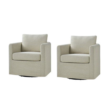 Fauteuil pivotant moderne Erkenbald à 360 degrés avec housse amovible (lot de 2) par HULALA HOME