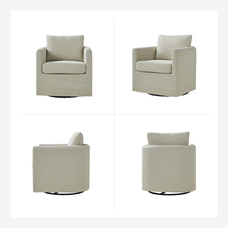 Fauteuil pivotant moderne Erkenbald à 360 degrés avec housse amovible (lot de 2) par HULALA HOME