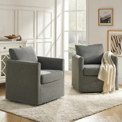 Fauteuil pivotant moderne Erkenbald à 360 degrés avec housse amovible (lot de 2) par HULALA HOME