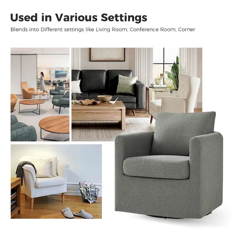 Fauteuil pivotant moderne Erkenbald à 360 degrés avec housse amovible (lot de 2) par HULALA HOME