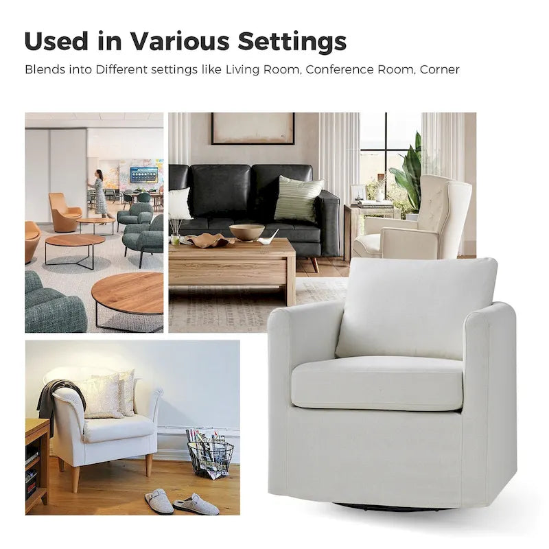 Fauteuil pivotant moderne Erkenbald à 360 degrés avec housse amovible (lot de 2) par HULALA HOME