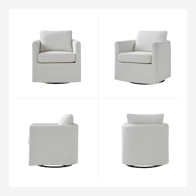 Fauteuil pivotant moderne Erkenbald à 360 degrés avec housse amovible (lot de 2) par HULALA HOME