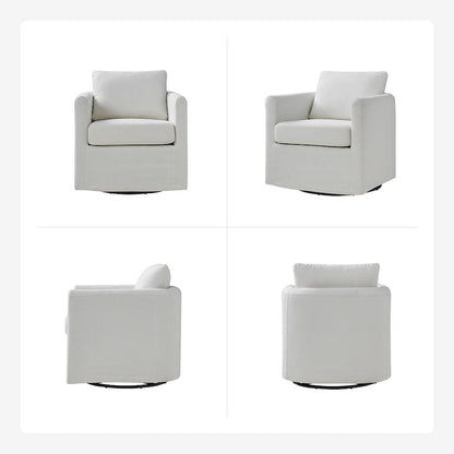Fauteuil pivotant moderne Erkenbald à 360 degrés avec housse amovible (lot de 2) par HULALA HOME