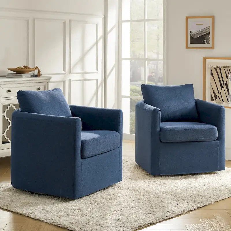 Fauteuil pivotant moderne Erkenbald à 360 degrés avec housse amovible (lot de 2) par HULALA HOME