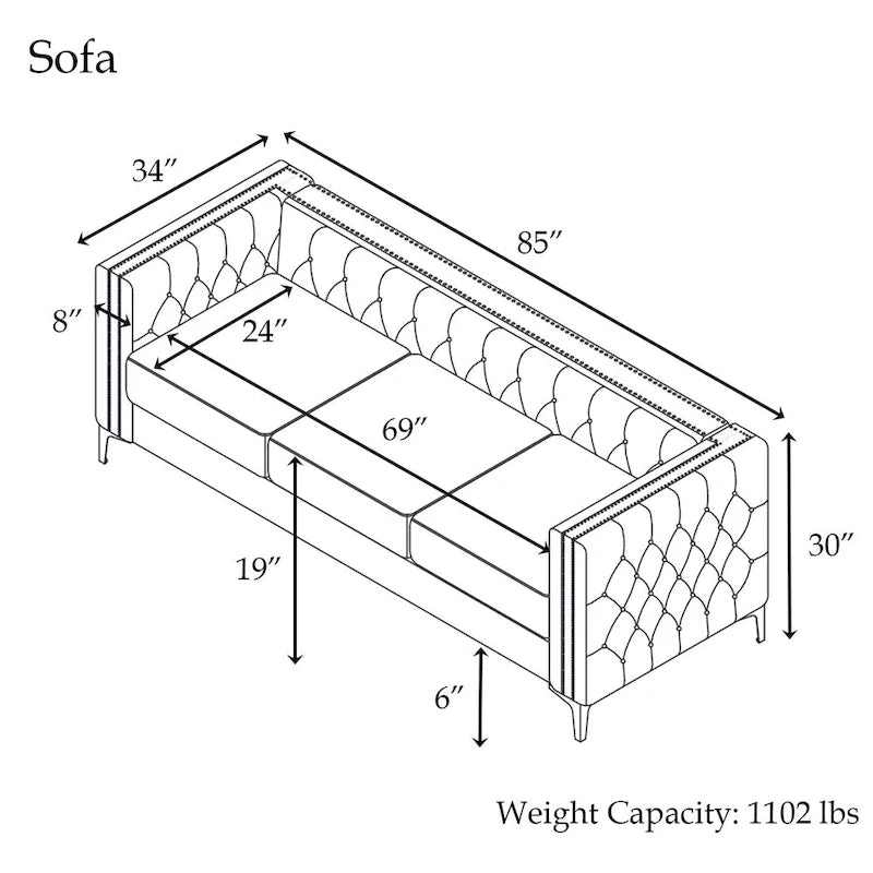 Canapé moderne Morden Fort en velours hollandais profond