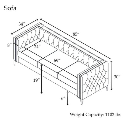 Canapé moderne Morden Fort en velours hollandais profond
