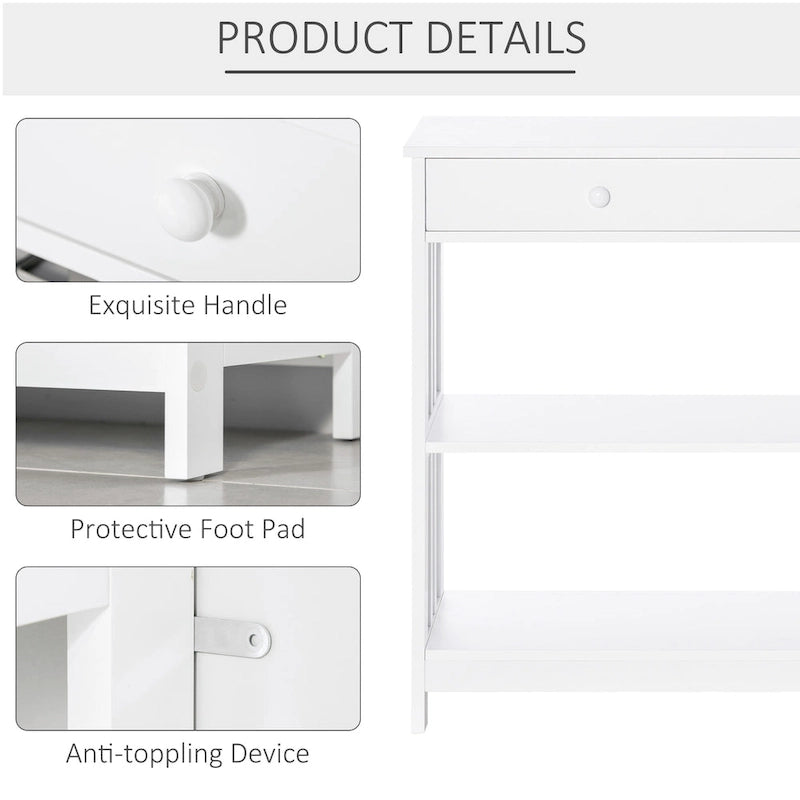 Console HOMCOM avec tiroirs et 2 étagères, table d'appoint moderne pour entrée, salon ou chambre.