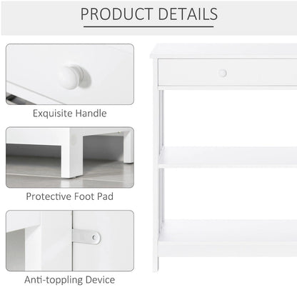 Console HOMCOM avec tiroirs et 2 étagères, table d'appoint moderne pour entrée, salon ou chambre.