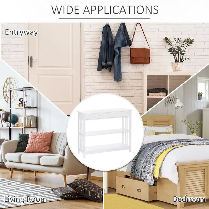 Console HOMCOM avec tiroirs et 2 étagères, table d'appoint moderne pour entrée, salon ou chambre.