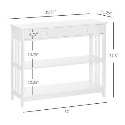 Console HOMCOM avec tiroirs et 2 étagères, table d'appoint moderne pour entrée, salon ou chambre.