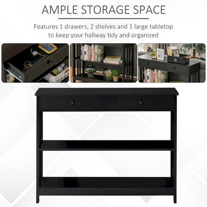 Console HOMCOM avec tiroirs et 2 étagères, table d'appoint moderne pour entrée, salon ou chambre.