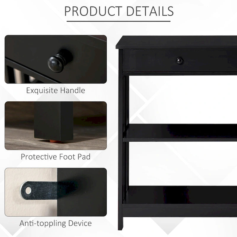 Console HOMCOM avec tiroirs et 2 étagères, table d'appoint moderne pour entrée, salon ou chambre.