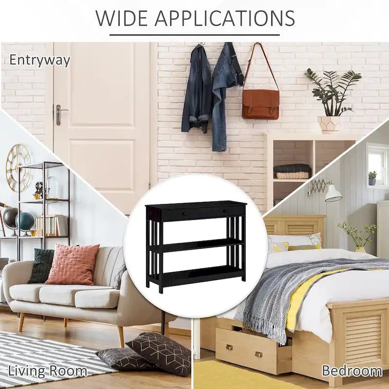 Console HOMCOM avec tiroirs et 2 étagères, table d'appoint moderne pour entrée, salon ou chambre.