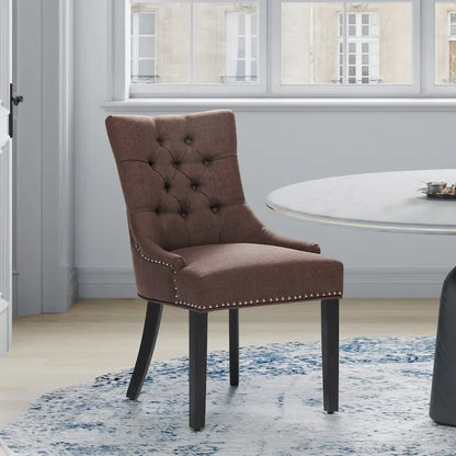 Chaise de salle à manger Grandview capitonnée en lin