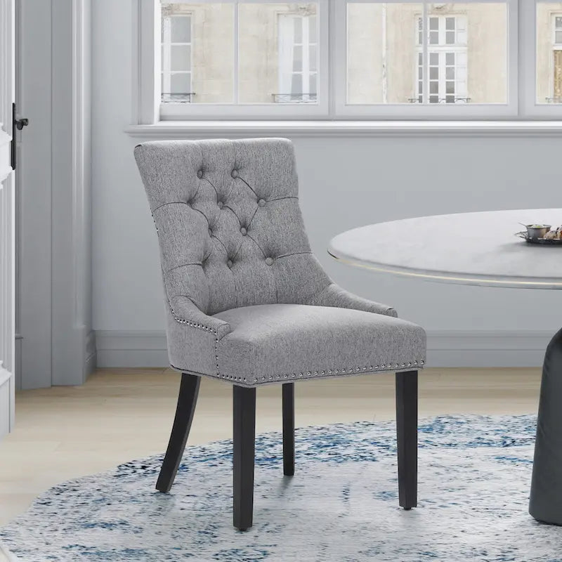 Chaise de salle à manger Grandview capitonnée en lin