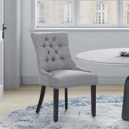 Chaise de salle à manger Grandview capitonnée en lin