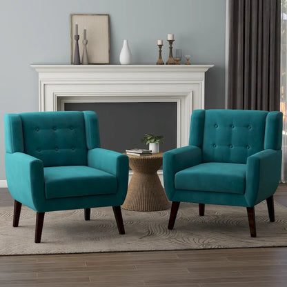 Fauteuil capitonné en velours, lot de 2