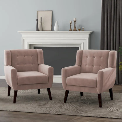 Fauteuil capitonné en velours, lot de 2