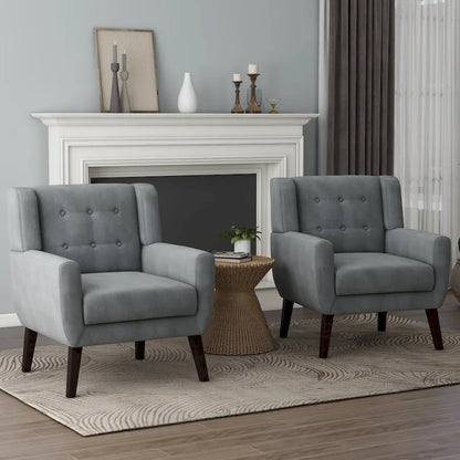 Fauteuil capitonné en velours, lot de 2