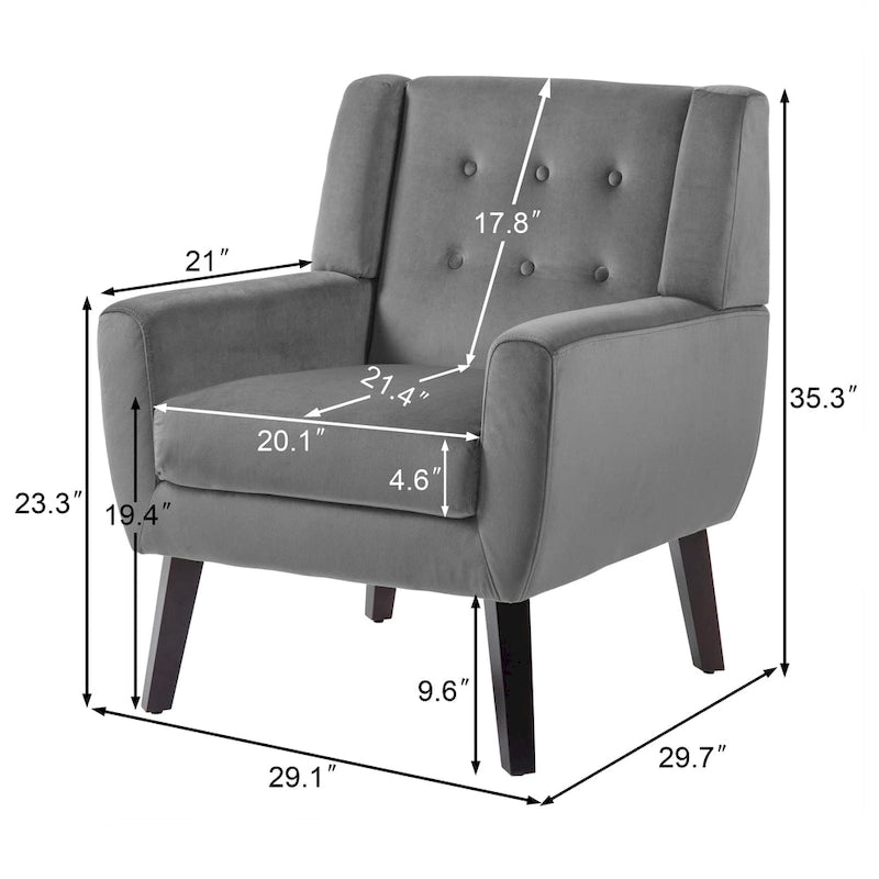 Fauteuil capitonné en velours, lot de 2