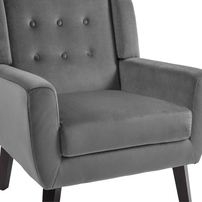 Fauteuil capitonné en velours, lot de 2