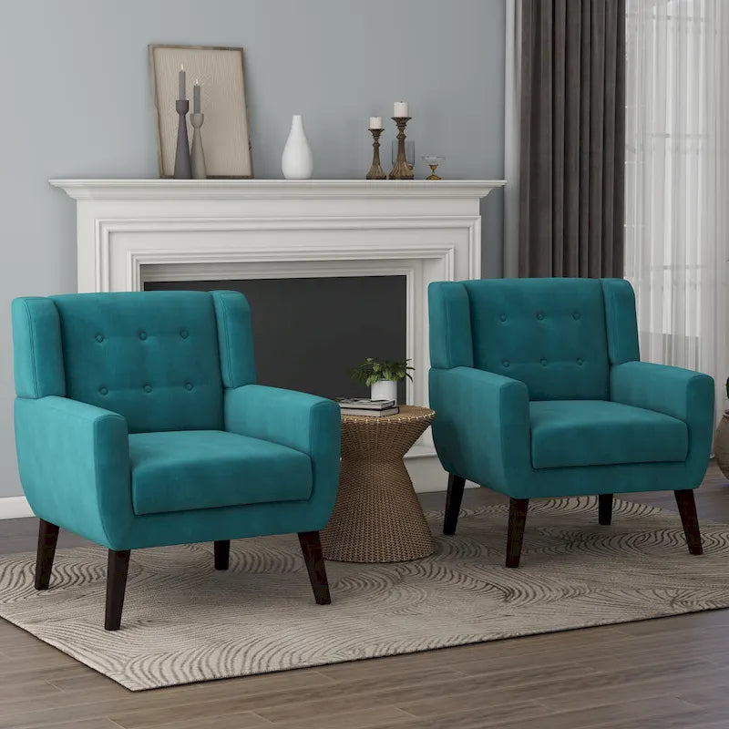 Fauteuil capitonné en velours, lot de 2